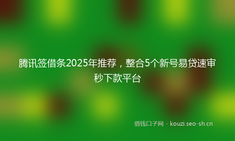 腾讯签借条2025年推荐，整合5个新号易贷速审秒下款平台