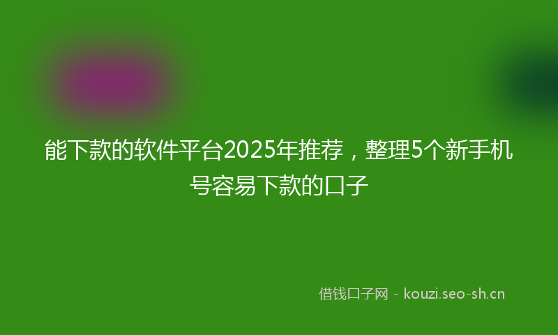 能下款的软件平台2025年推荐，整理5个新手机号容易下款的口子