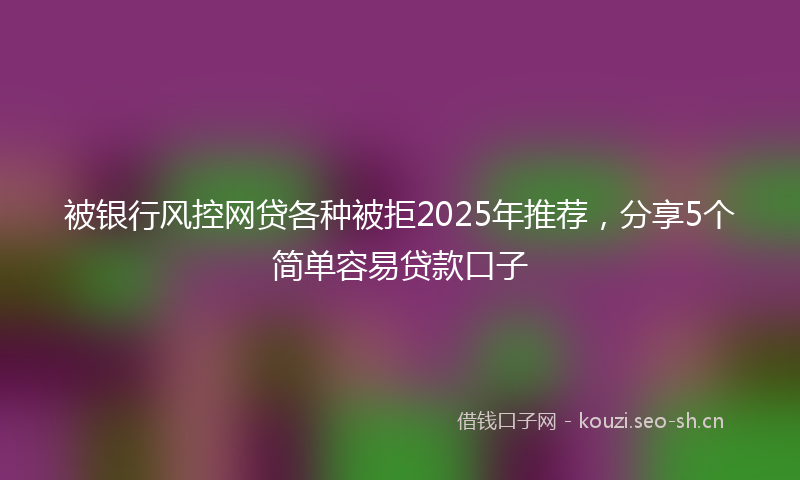 被银行风控网贷各种被拒2025年推荐，分享5个简单容易贷款口子