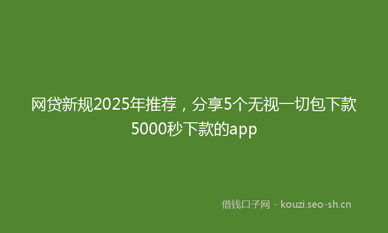 网贷新规2025年推荐，分享5个无视一切包下款5000秒下款的app
