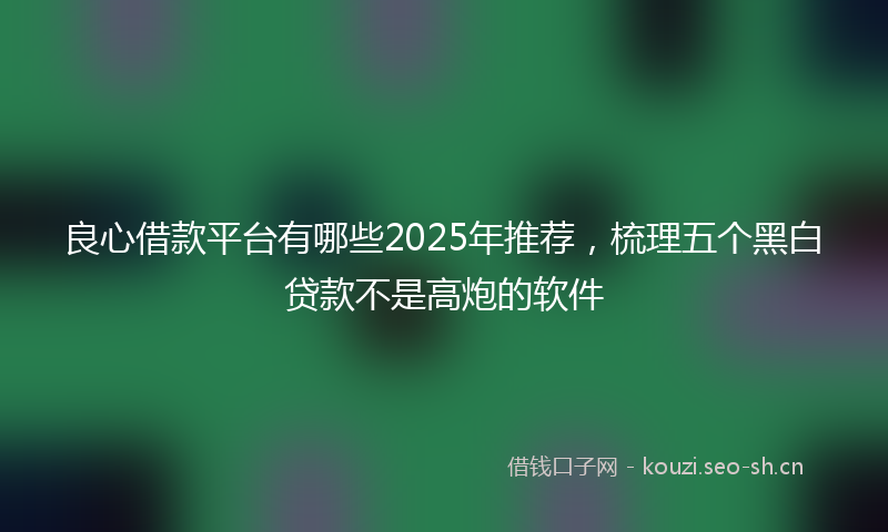 良心借款平台有哪些2025年推荐，梳理五个黑白贷款不是高炮的软件