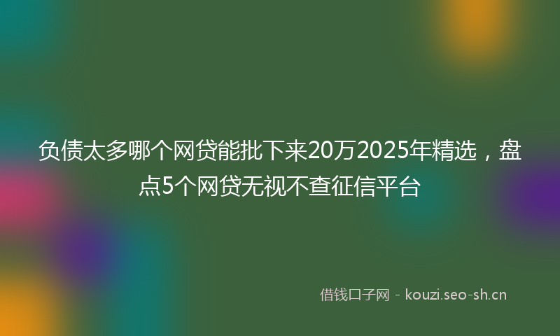 负债太多哪个网贷能批下来20万2025年精选，盘点5个网贷无视不查征信平台