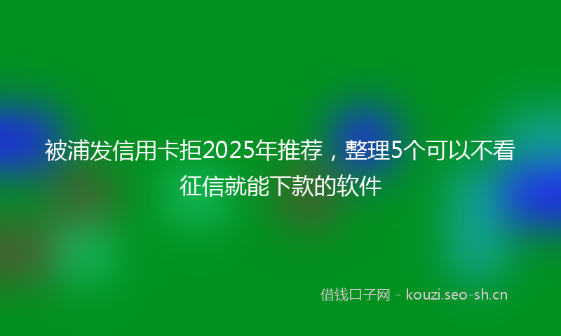 被浦发信用卡拒2025年推荐，整理5个可以不看征信就能下款的软件