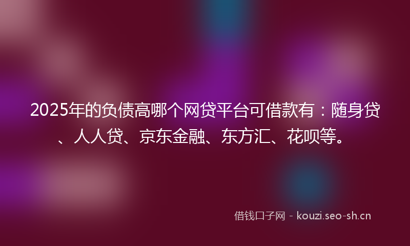 2025年的负债高哪个网贷平台可借款有：随身贷、人人贷、京东金融、东方汇、花呗等。