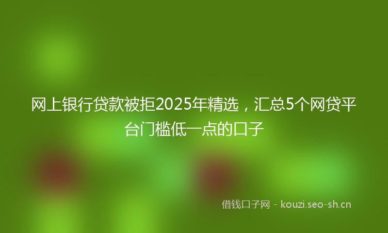网上银行贷款被拒2025年精选，汇总5个网贷平台门槛低一点的口子