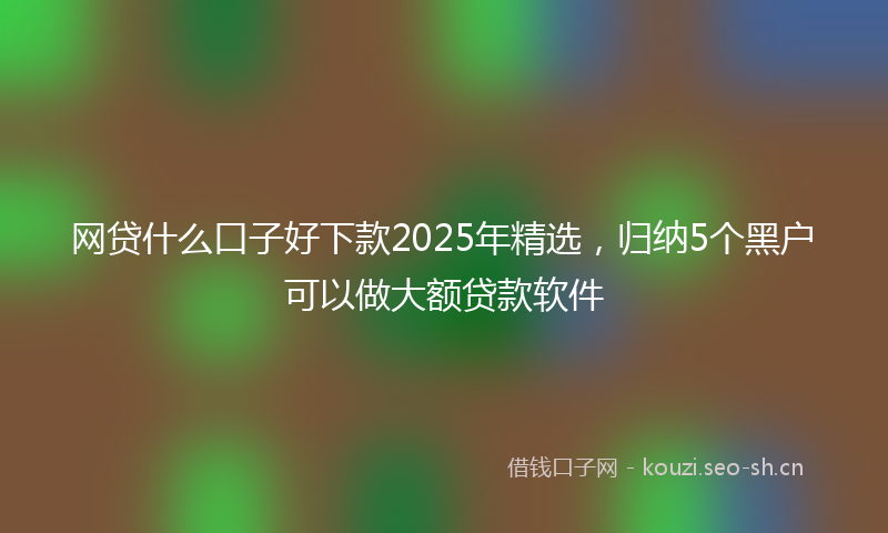 网贷什么口子好下款2025年精选，归纳5个黑户可以做大额贷款软件
