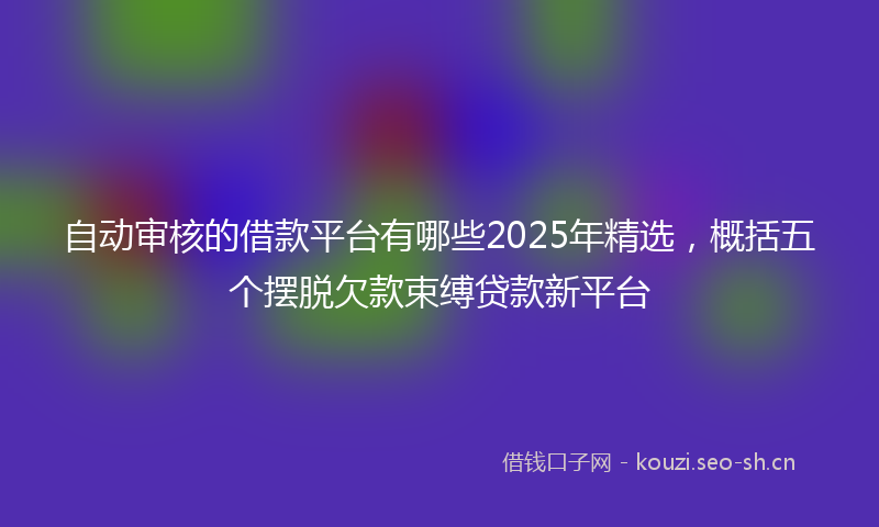 自动审核的借款平台有哪些2025年精选，概括五个摆脱欠款束缚贷款新平台