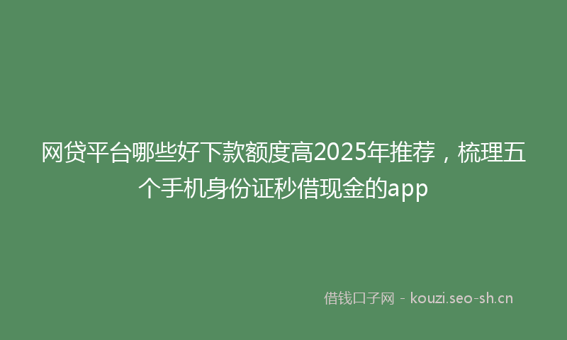 网贷平台哪些好下款额度高2025年推荐，梳理五个手机身份证秒借现金的app