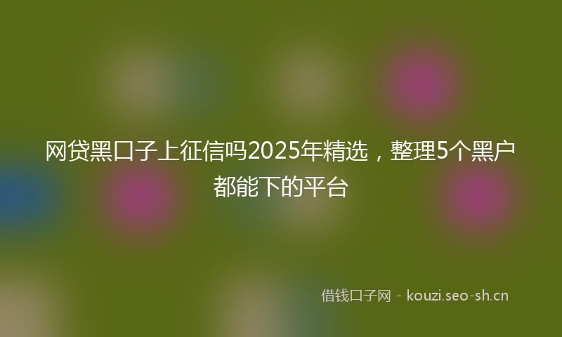 网贷黑口子上征信吗2025年精选，整理5个黑户都能下的平台