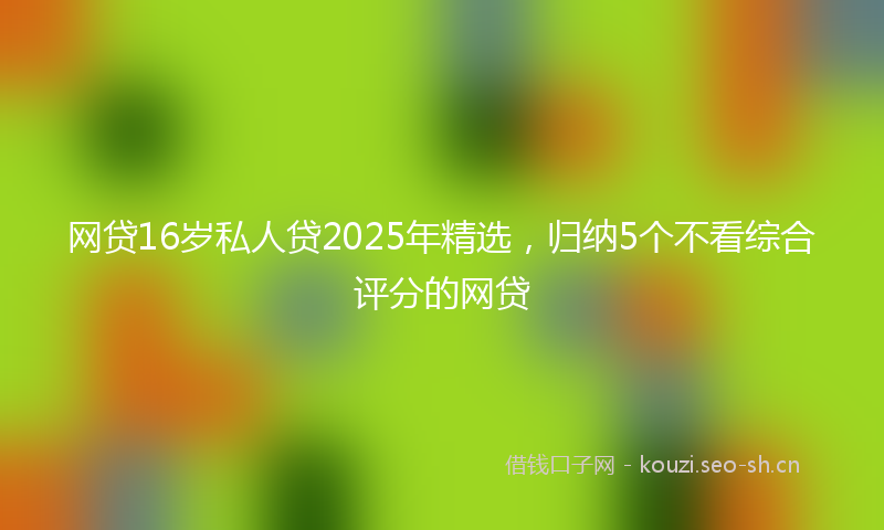 网贷16岁私人贷2025年精选，归纳5个不看综合评分的网贷