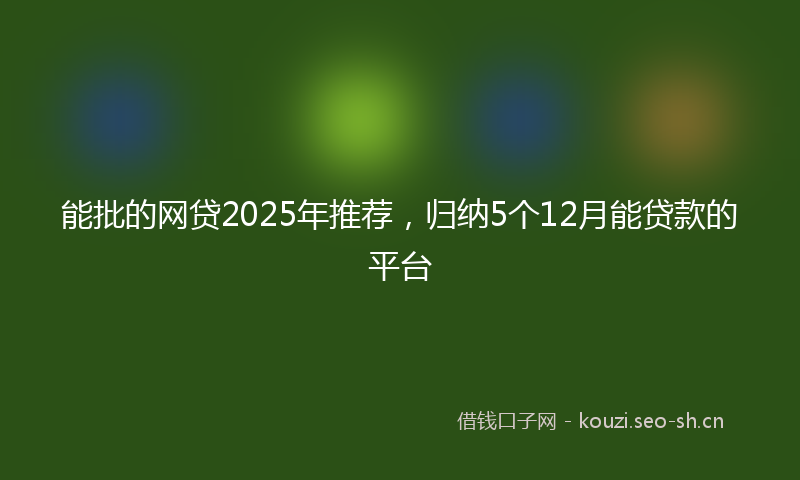能批的网贷2025年推荐，归纳5个12月能贷款的平台