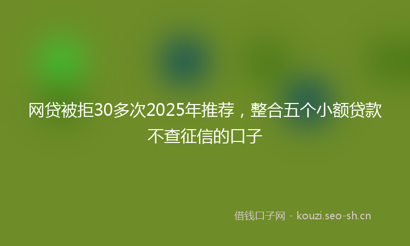 网贷被拒30多次2025年推荐，整合五个小额贷款不查征信的口子