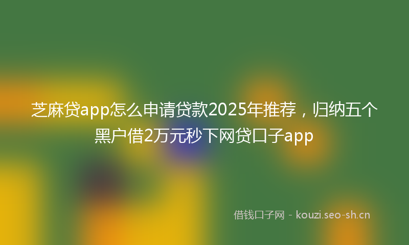 芝麻贷app怎么申请贷款2025年推荐，归纳五个黑户借2万元秒下网贷口子app