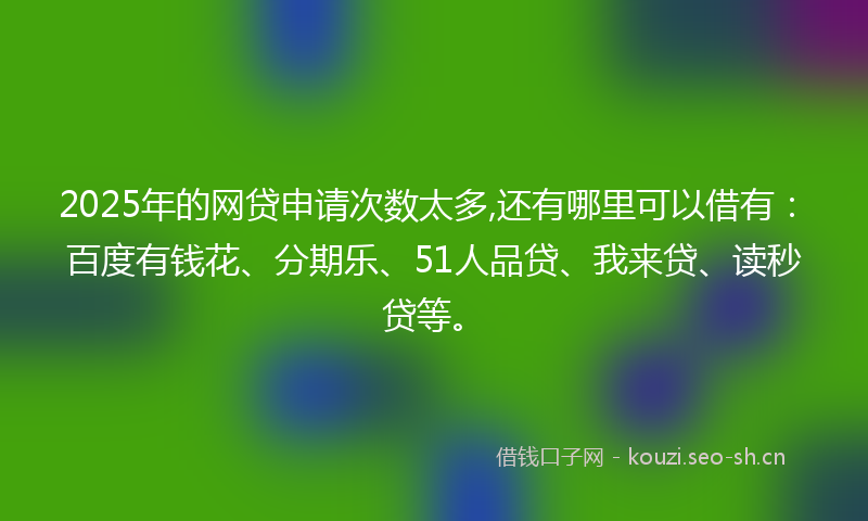 2025年的网贷申请次数太多,还有哪里可以借有：百度有钱花、分期乐、51人品贷、我来贷、读秒贷等。