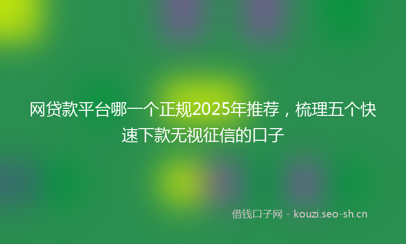 网贷款平台哪一个正规2025年推荐，梳理五个快速下款无视征信的口子