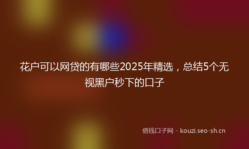 花户可以网贷的有哪些2025年精选，总结5个无视黑户秒下的口子