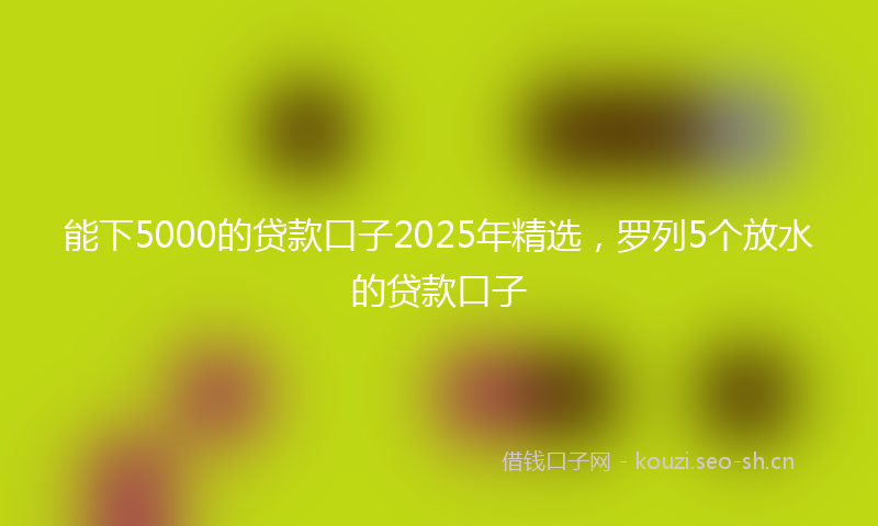 能下5000的贷款口子2025年精选，罗列5个放水的贷款口子