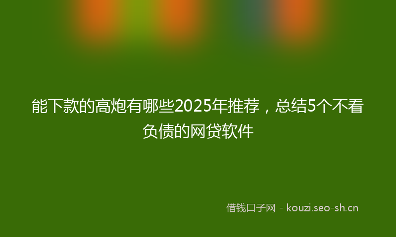 能下款的高炮有哪些2025年推荐，总结5个不看负债的网贷软件