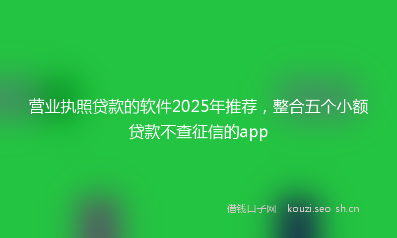 营业执照贷款的软件2025年推荐，整合五个小额贷款不查征信的app
