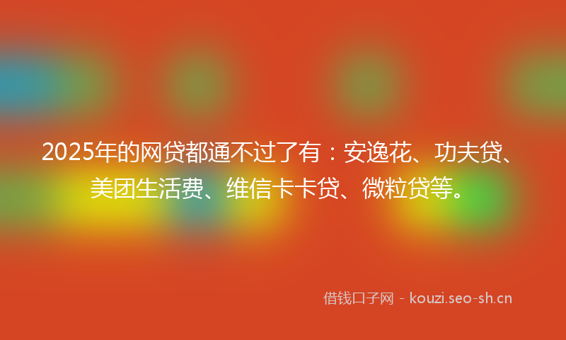 2025年的网贷都通不过了有：安逸花、功夫贷、美团生活费、维信卡卡贷、微粒贷等。