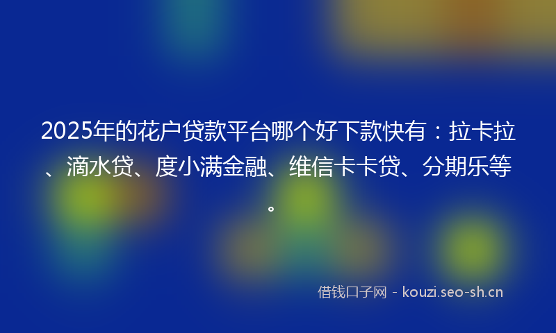 2025年的花户贷款平台哪个好下款快有：拉卡拉、滴水贷、度小满金融、维信卡卡贷、分期乐等。