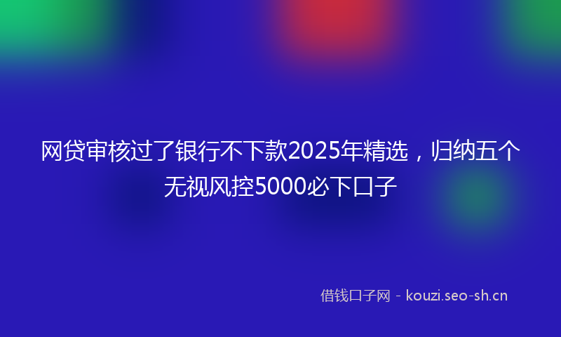 网贷审核过了银行不下款2025年精选，归纳五个无视风控5000必下口子