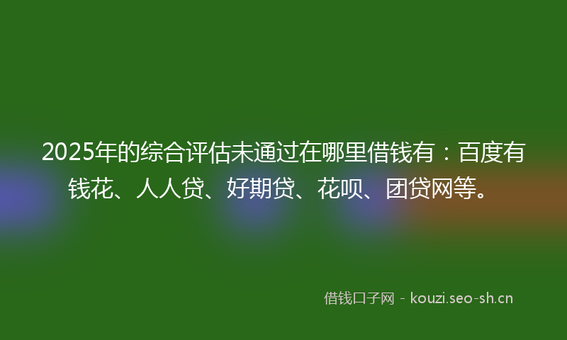 2025年的综合评估未通过在哪里借钱有：百度有钱花、人人贷、好期贷、花呗、团贷网等。