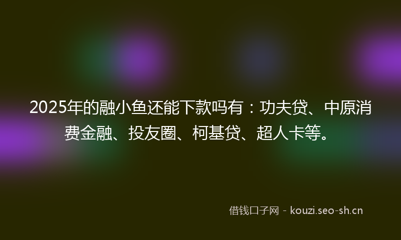 2025年的融小鱼还能下款吗有：功夫贷、中原消费金融、投友圈、柯基贷、超人卡等。