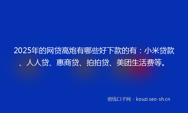 2025年的网贷高炮有哪些好下款的有：小米贷款、人人贷、惠商贷、拍拍贷、美团生活费等。