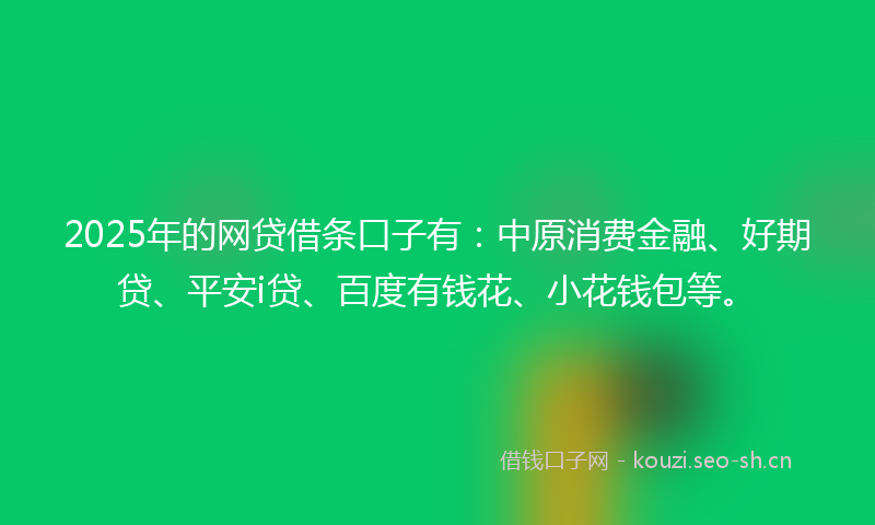 2025年的网贷借条口子有：中原消费金融、好期贷、平安i贷、百度有钱花、小花钱包等。