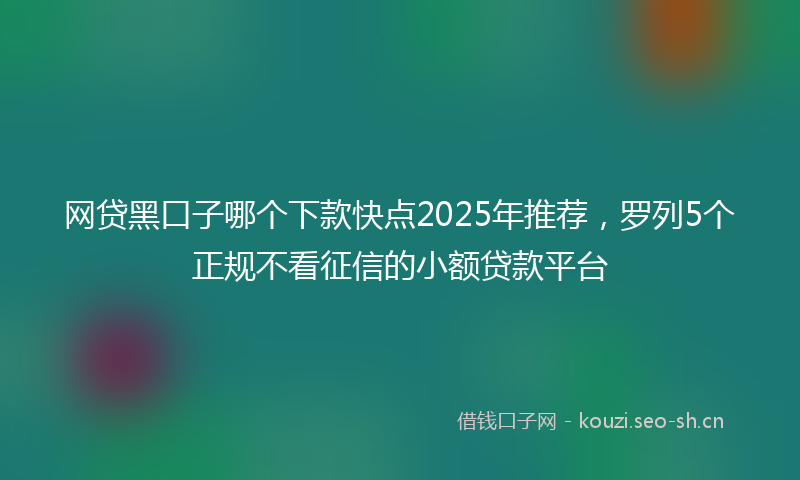 网贷黑口子哪个下款快点2025年推荐，罗列5个正规不看征信的小额贷款平台