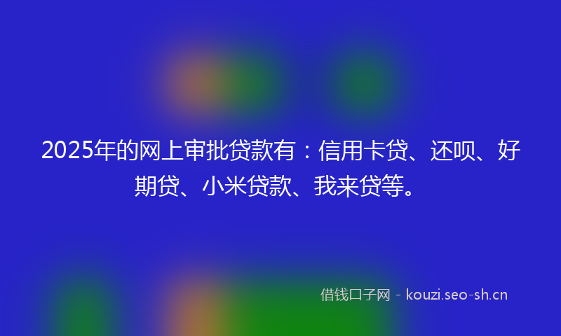 2025年的网上审批贷款有：信用卡贷、还呗、好期贷、小米贷款、我来贷等。