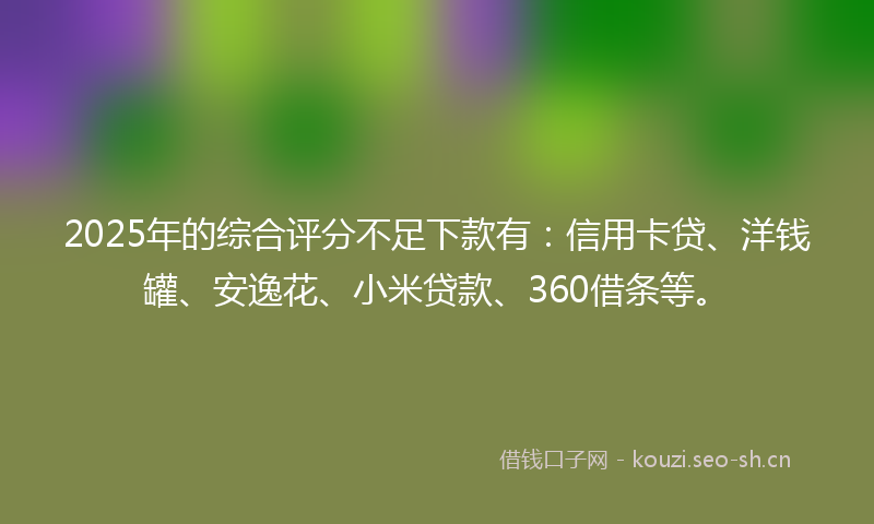 2025年的综合评分不足下款有：信用卡贷、洋钱罐、安逸花、小米贷款、360借条等。