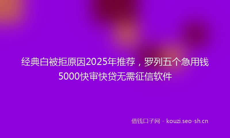 经典白被拒原因2025年推荐，罗列五个急用钱5000快审快贷无需征信软件