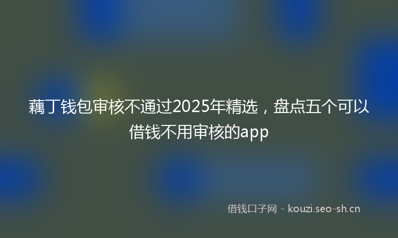 藕丁钱包审核不通过2025年精选，盘点五个可以借钱不用审核的app