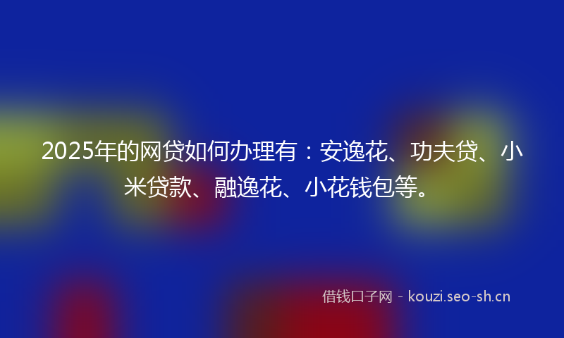 2025年的网贷如何办理有：安逸花、功夫贷、小米贷款、融逸花、小花钱包等。