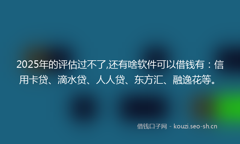 2025年的评估过不了,还有啥软件可以借钱有：信用卡贷、滴水贷、人人贷、东方汇、融逸花等。