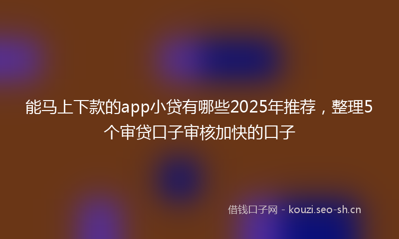 能马上下款的app小贷有哪些2025年推荐，整理5个审贷口子审核加快的口子