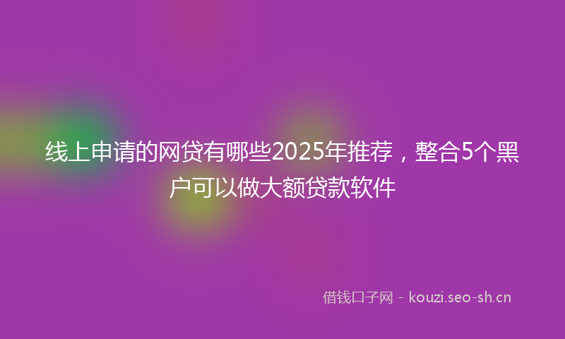 线上申请的网贷有哪些2025年推荐，整合5个黑户可以做大额贷款软件