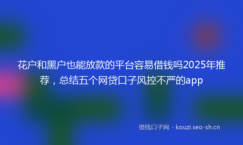 花户和黑户也能放款的平台容易借钱吗2025年推荐，总结五个网贷口子风控不严的app