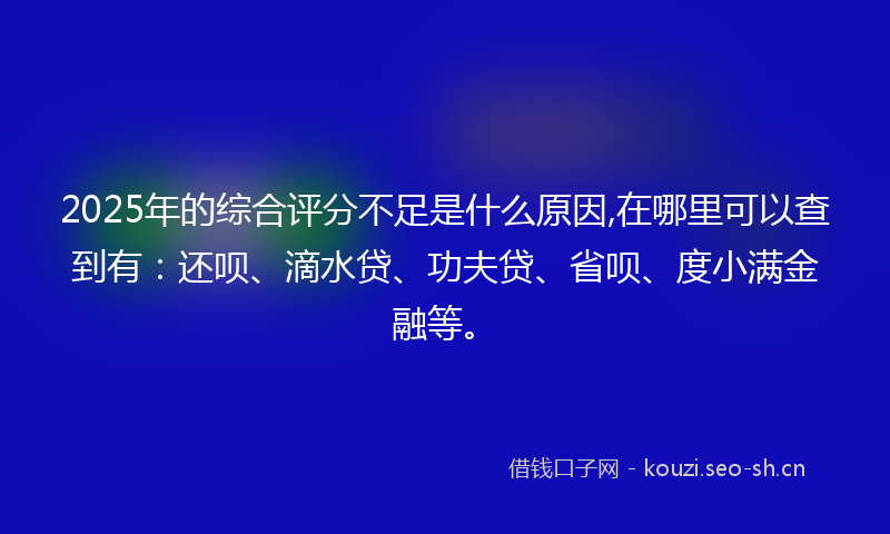 2025年的综合评分不足是什么原因,在哪里可以查到有：还呗、滴水贷、功夫贷、省呗、度小满金融等。