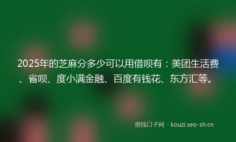 2025年的芝麻分多少可以用借呗有：美团生活费、省呗、度小满金融、百度有钱花、东方汇等。