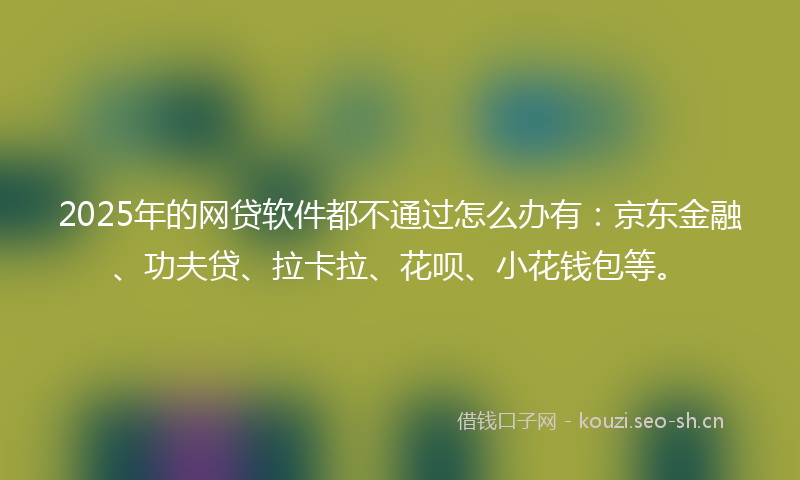 2025年的网贷软件都不通过怎么办有：京东金融、功夫贷、拉卡拉、花呗、小花钱包等。