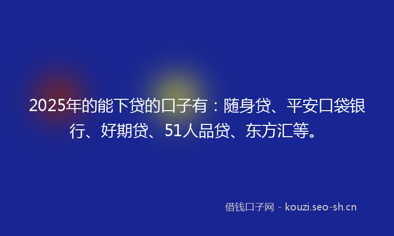2025年的能下贷的口子有：随身贷、平安口袋银行、好期贷、51人品贷、东方汇等。