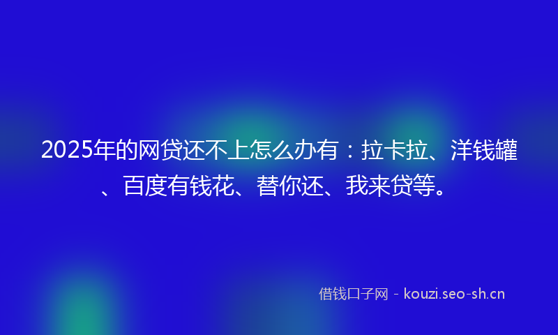 2025年的网贷还不上怎么办有：拉卡拉、洋钱罐、百度有钱花、替你还、我来贷等。