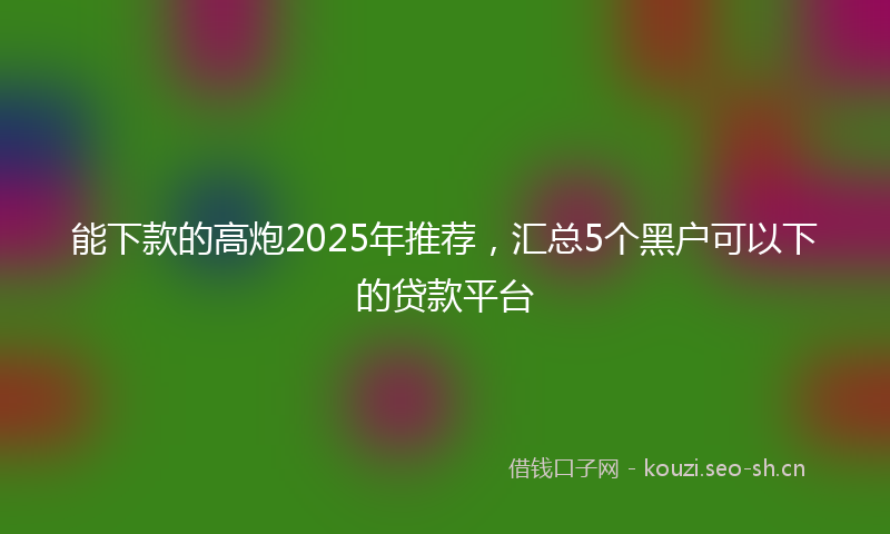 能下款的高炮2025年推荐，汇总5个黑户可以下的贷款平台