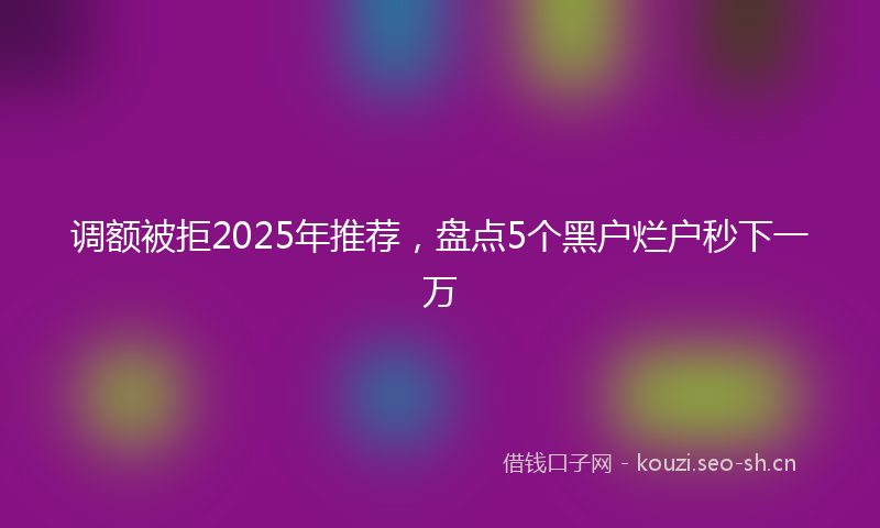 调额被拒2025年推荐，盘点5个黑户烂户秒下一万