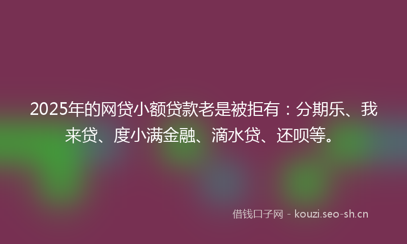 2025年的网贷小额贷款老是被拒有：分期乐、我来贷、度小满金融、滴水贷、还呗等。