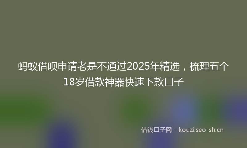 蚂蚁借呗申请老是不通过2025年精选，梳理五个18岁借款神器快速下款口子