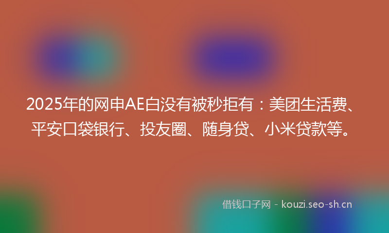 2025年的网申AE白没有被秒拒有：美团生活费、平安口袋银行、投友圈、随身贷、小米贷款等。
